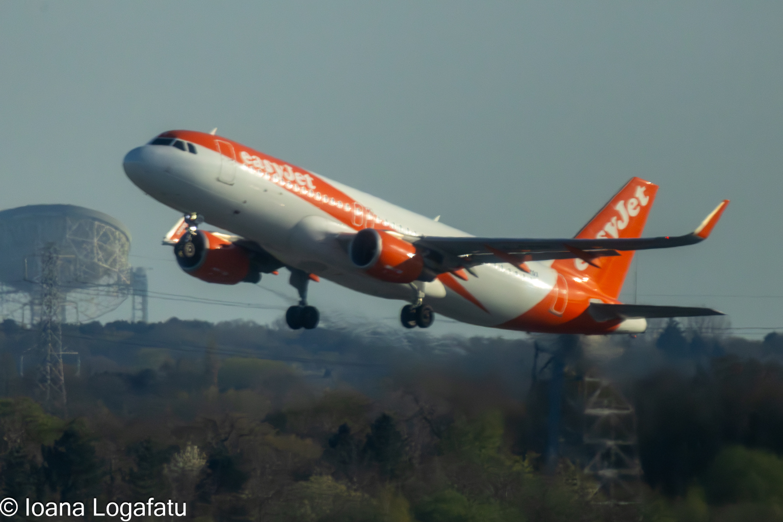 Airborne marvel soaring over city skyline